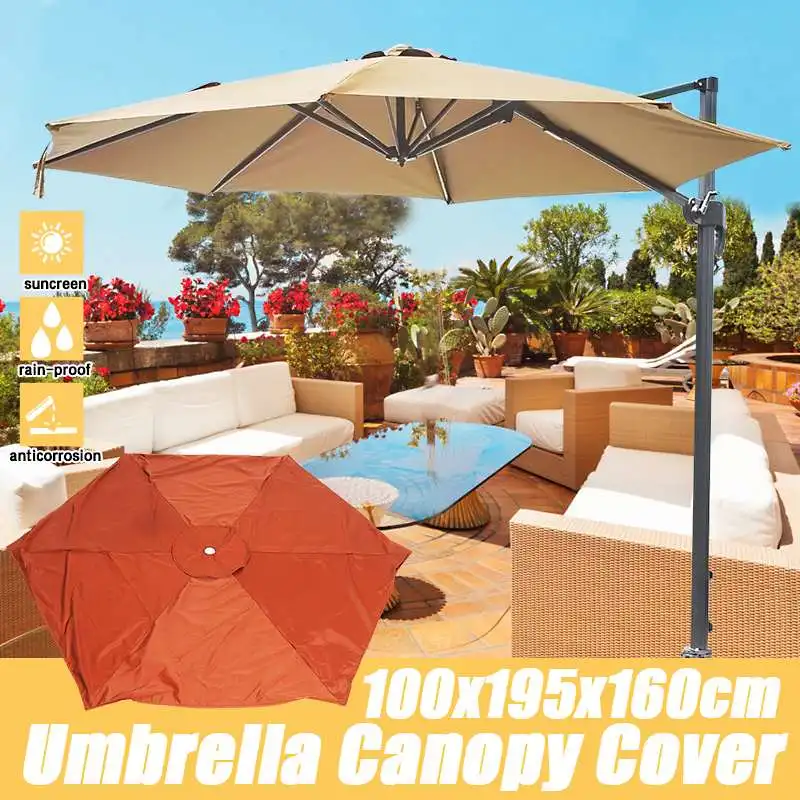 

Outdoor Garden Parasol Canopy Cover Yard Patio Umbrella Fabric 100*195*160cm Water-repellent Canopy Air Vented At the Top