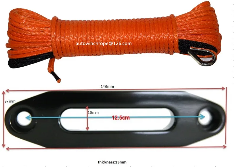 Бесплатная доставка Оранжевый 5 мм * 15 м синтетический трос лебедки добавить 4000lbs хоз failead, ATV трос лебедки, синтетический трос, буксировочный
