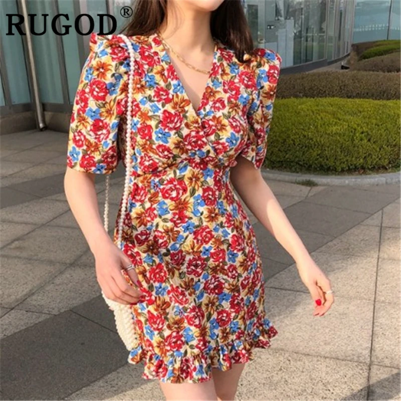RUGOD Summer Flower printed women dress 2019