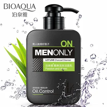 

BIOAQUA Men cool live charcoal cleanser skin care Moisturizing oil control firming to blackhead deep clean Face Washing Product