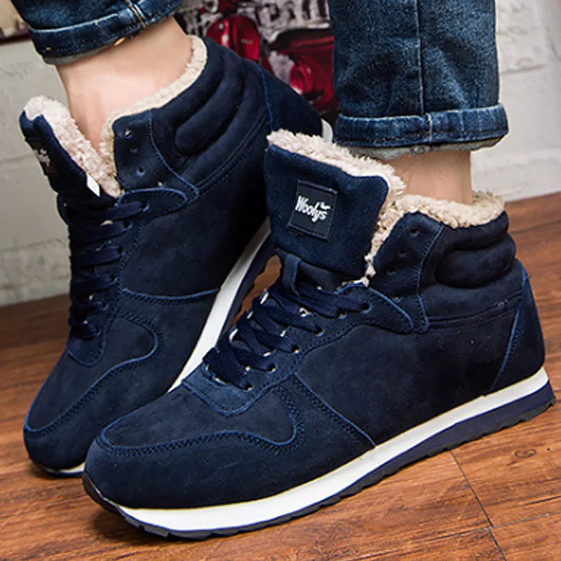 

2019 New Men ankle boots plus size 10.5-14 Short plush Winter snow boots for men Non slip Warm Winter boots men Velvet