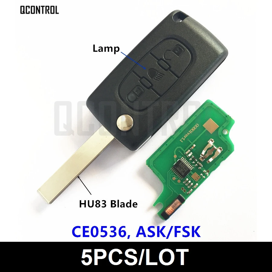 

QCONTROL New Remote Key for PEUGEOT 207 208 307 308 408 Partner 433MHz Auto Door Lock (CE0536 ASK/FSK HU83 Blade)