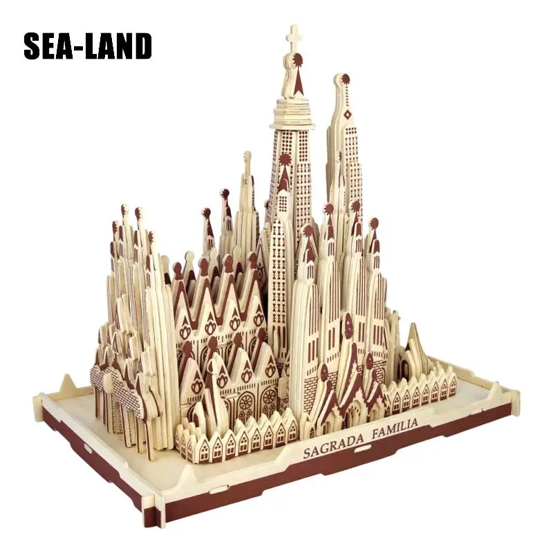 Дропшиппинг 3D деревянная головоломка для детей и взрослых модель Sagrada Familia детская игрушка известных строительных серий лучший подарок для детей