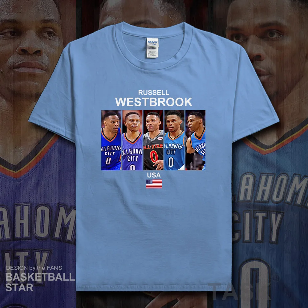 Russell Westbrook t shirt men jerseys USA basketballer star tshirt cotton clothes Oklahoma city 
