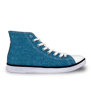 

Canvas Boy Printing Sneakers Men Lace-up Shoes White Blue Spring Men's Shoes High Top Casual Walking Breathable Man