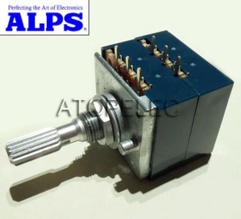 

1pc Japan ALPS RK27 Volume LOG Stereo Potentiometer 2-gang Dual 50K/100K/250K Knurled Shaft