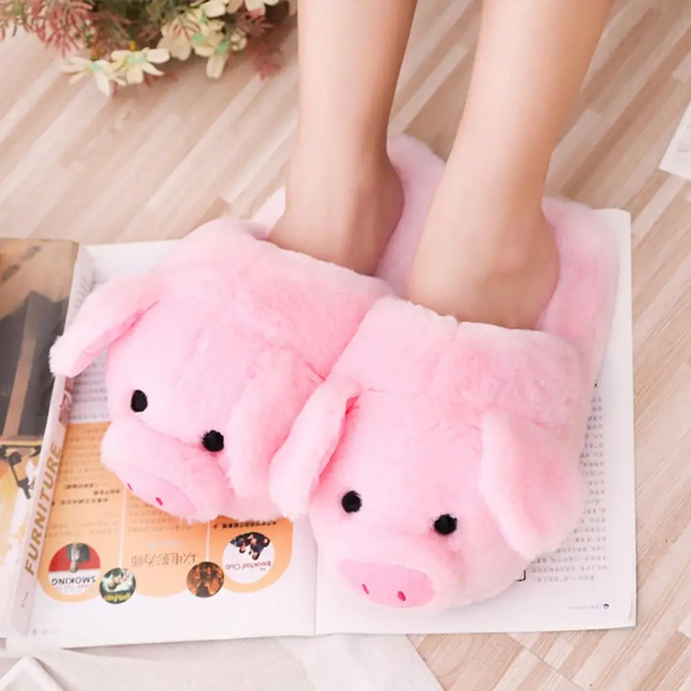 STONE VILLAGE Free Size 36-39 Animal Print Pink Pig Slippers Cotton Women Slippers Shoes Cute Indoor Home Slippers