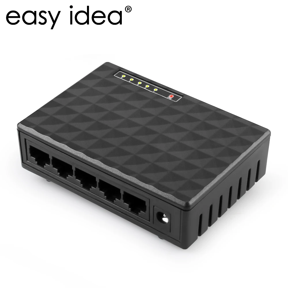 EASYIDEA LAN Network Switch 5 Ports Switch Hub 10/100M Desktop Fast Switch Adapter EU