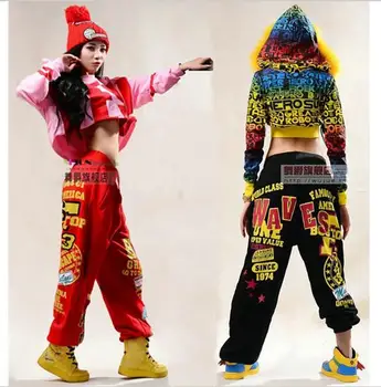 

Hot! 2019 Fashion brand Young Girls Trousers Performance wear sweatpants costume female knitted loose harem Hip hop dance pants