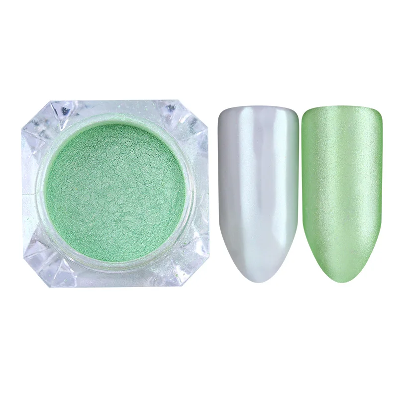 2 г мерцающий блеск для ногтей пигмент лазер жемчуг зеркальный эффект 3D порошок для ногтей пыль Маникюр украшения ногтей - Цвет: green