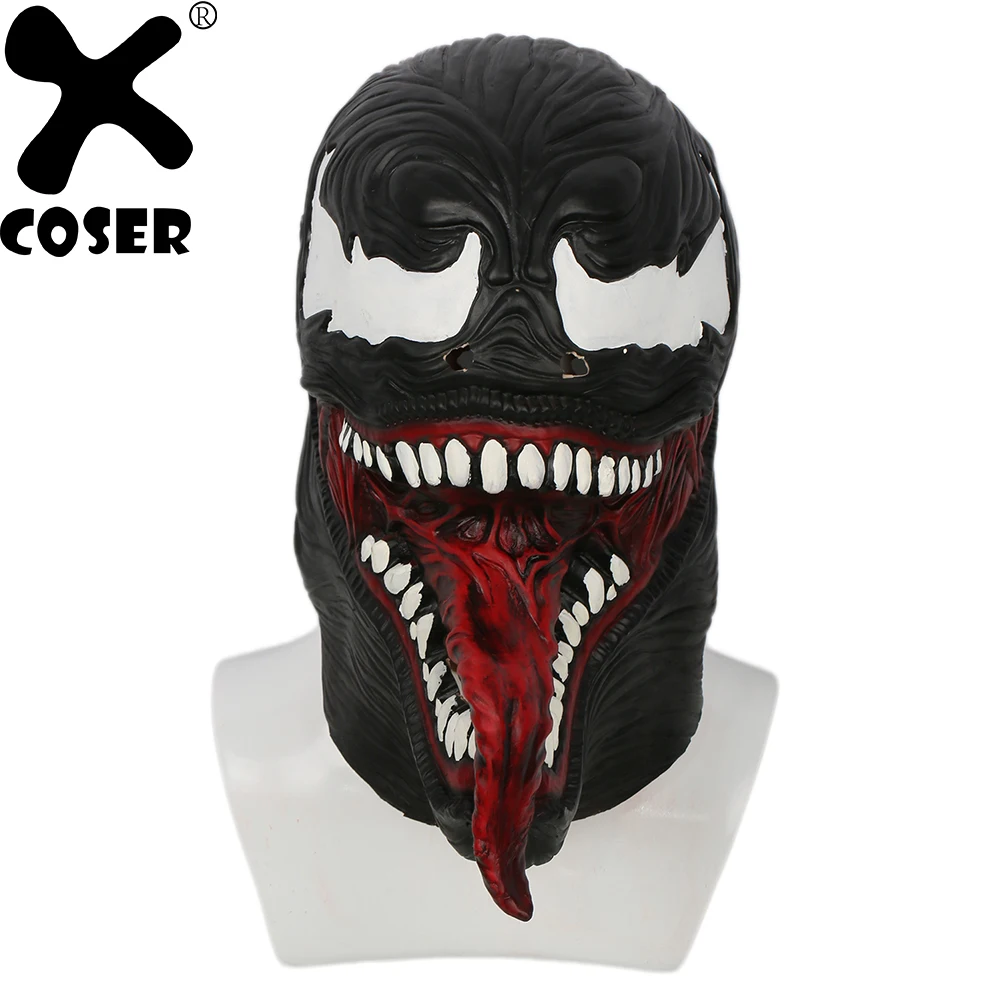 XCOSER маска с ядом Человека-паука черная и красная латексная для лица стильная 2018