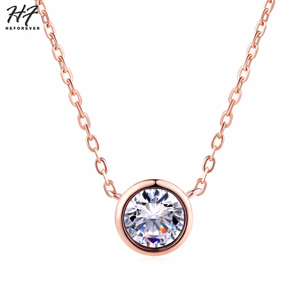 Цепочка с кулоном из розового золота фианитом 1 карат|pendant necklace|rose gold pendantgold jewelery |