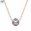 Collier pendentif rond en or Rose zircon cubique 1 carat, couleur or Rose, bijoux chauds pour femmes et filles N388 N453 N454 ► Photo 2/6