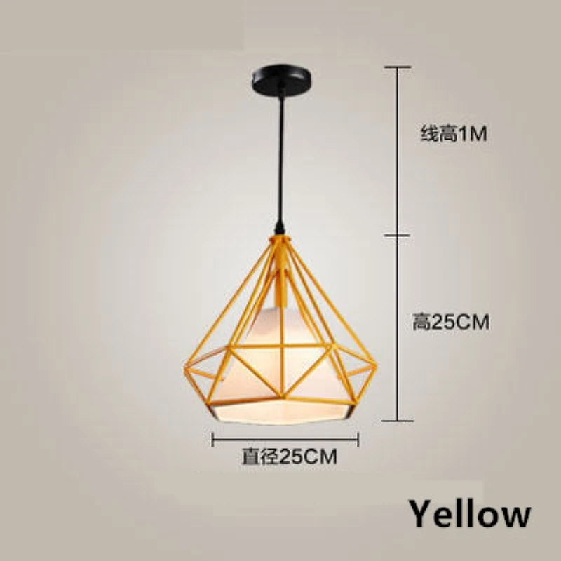 GZMJ современный металлический светодиодный подвесной светильник Лофт Декор E27 клетка из железной проволоки подвесной светильник черный/белый/желтый/зеленый/красный - Цвет корпуса: Yellow