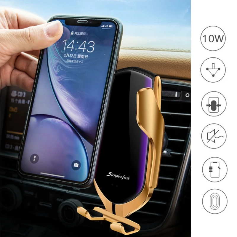 Universal 360 Degree Wireless Car Charger Mount Rotation Auto Clamping Air Vent Phone Holder Hands Free Phone Holder For Vehicle