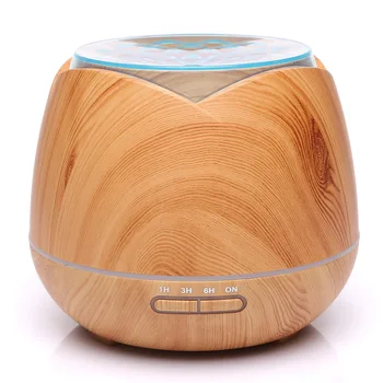 

Ultrasonic air humidifier 400ml Aromatherapy machine Aroma Essential Oil Diffuser with Wood Grain 7 Color Changing LED Lights