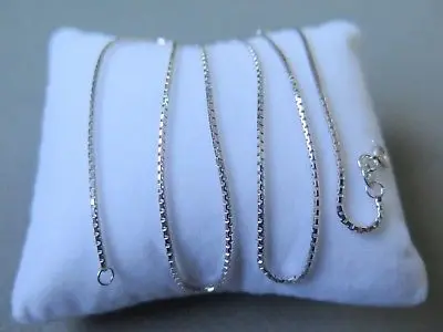 

New Fine Pure 18K White Gold Necklace Women Men Box Link Chain 3-3.5g
