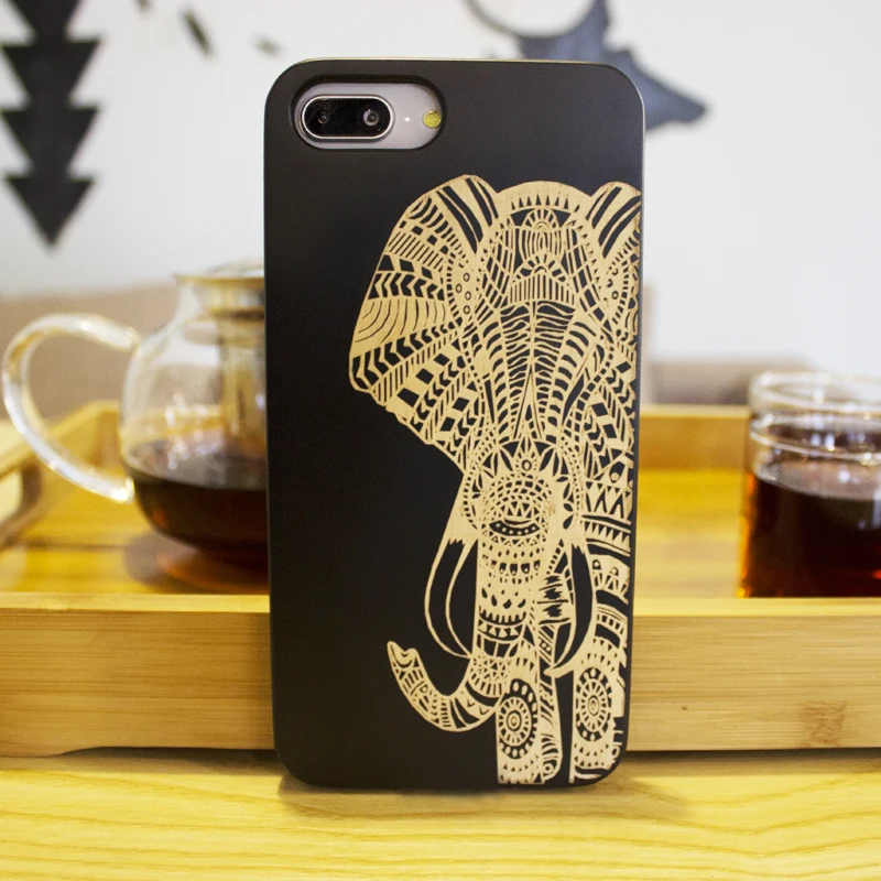 

Animal Elephant wood individual business original phone case for iPhone 6 s 7 8 plus X S MAX R protective screen wooden cover