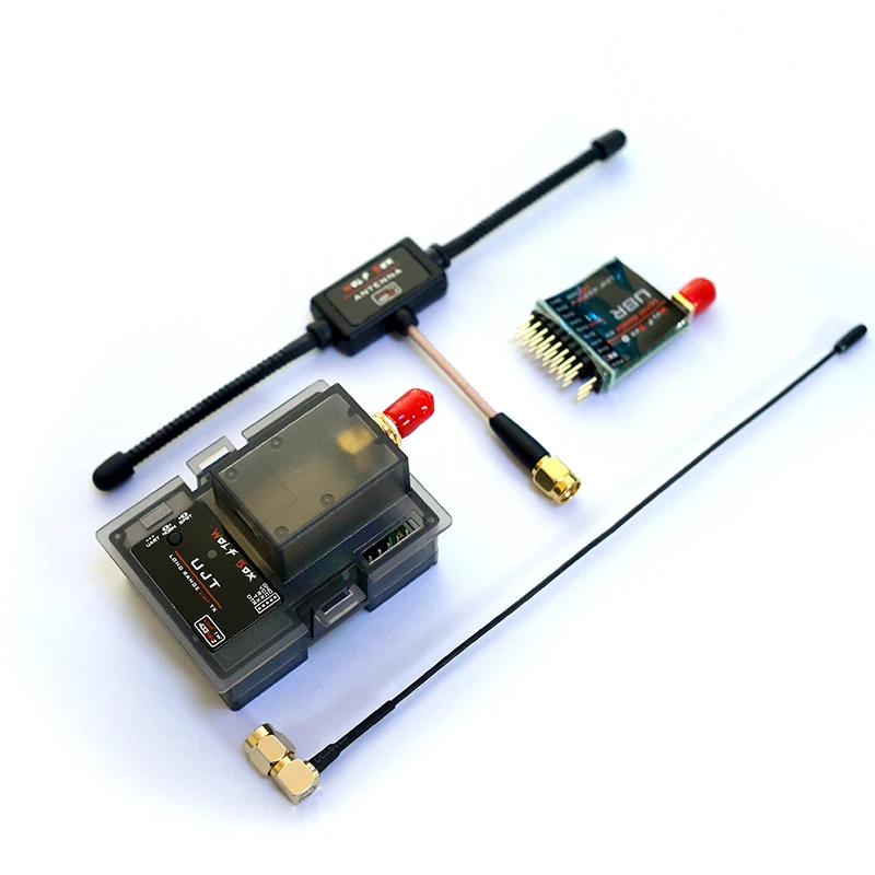 

WOLFBOX LONG RANGE UHF 1W 100MW 433MHz TX+RX Transmitter +Receiver Kit JR Module Compatible for RC drone X9D/X12S/ X7/THX9/9XR