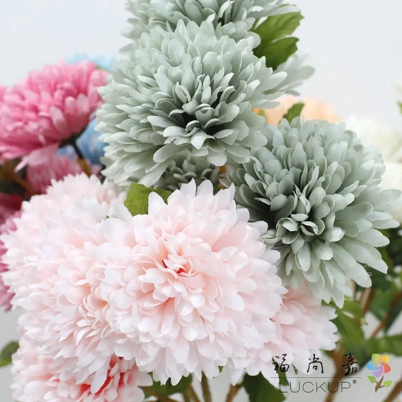 1 шт. красивые 5 цветочных головок искусственная Хризантема цветок ветка украшение дома подарок 7 цветов F529