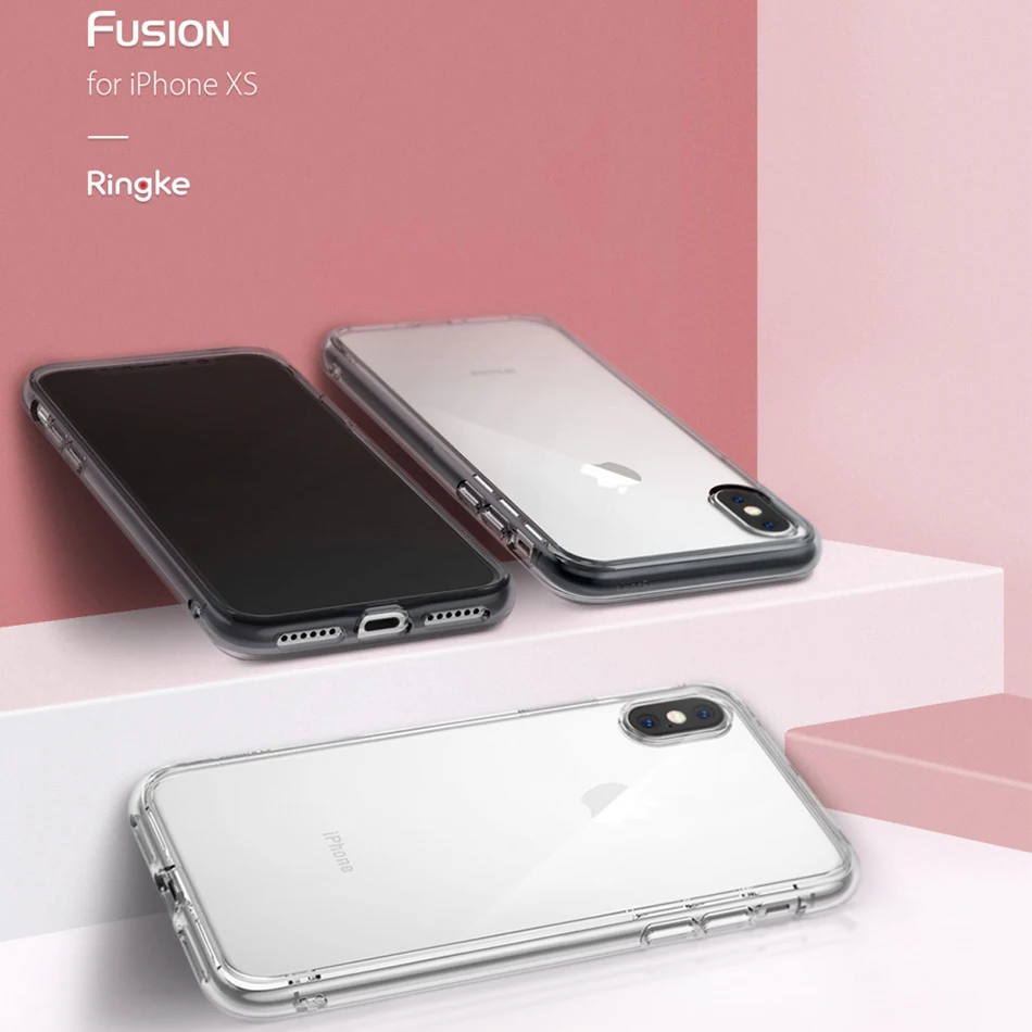 

Original Ringke Fusion Phone Case For iphone XS MAX Transparent Hard PC Back Soft TPU Shock Absorption Cover For iphone XS/XR