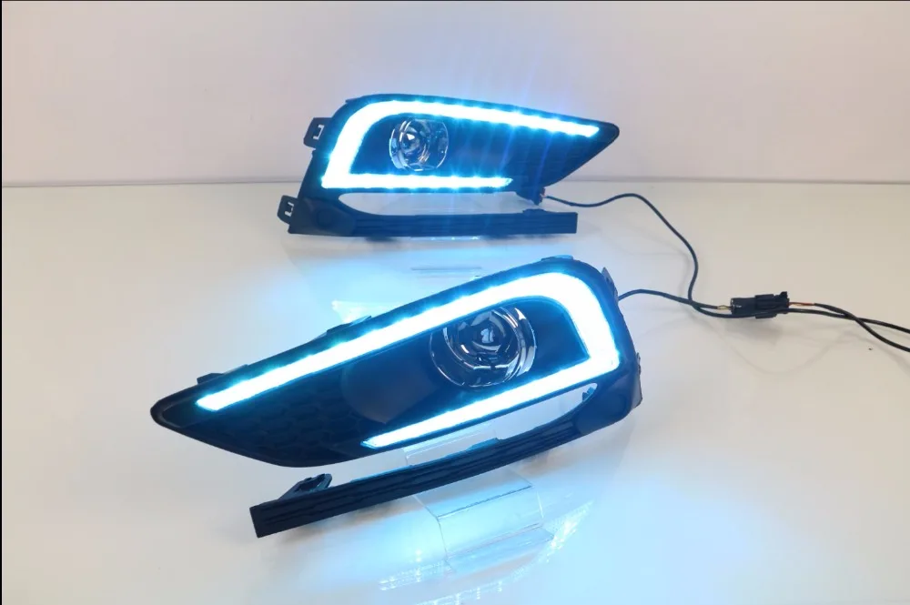 Qirun led drl daytime running light for Chevrolet cruze 2016-2017 with yellow turn signals +dimmer and blue night |