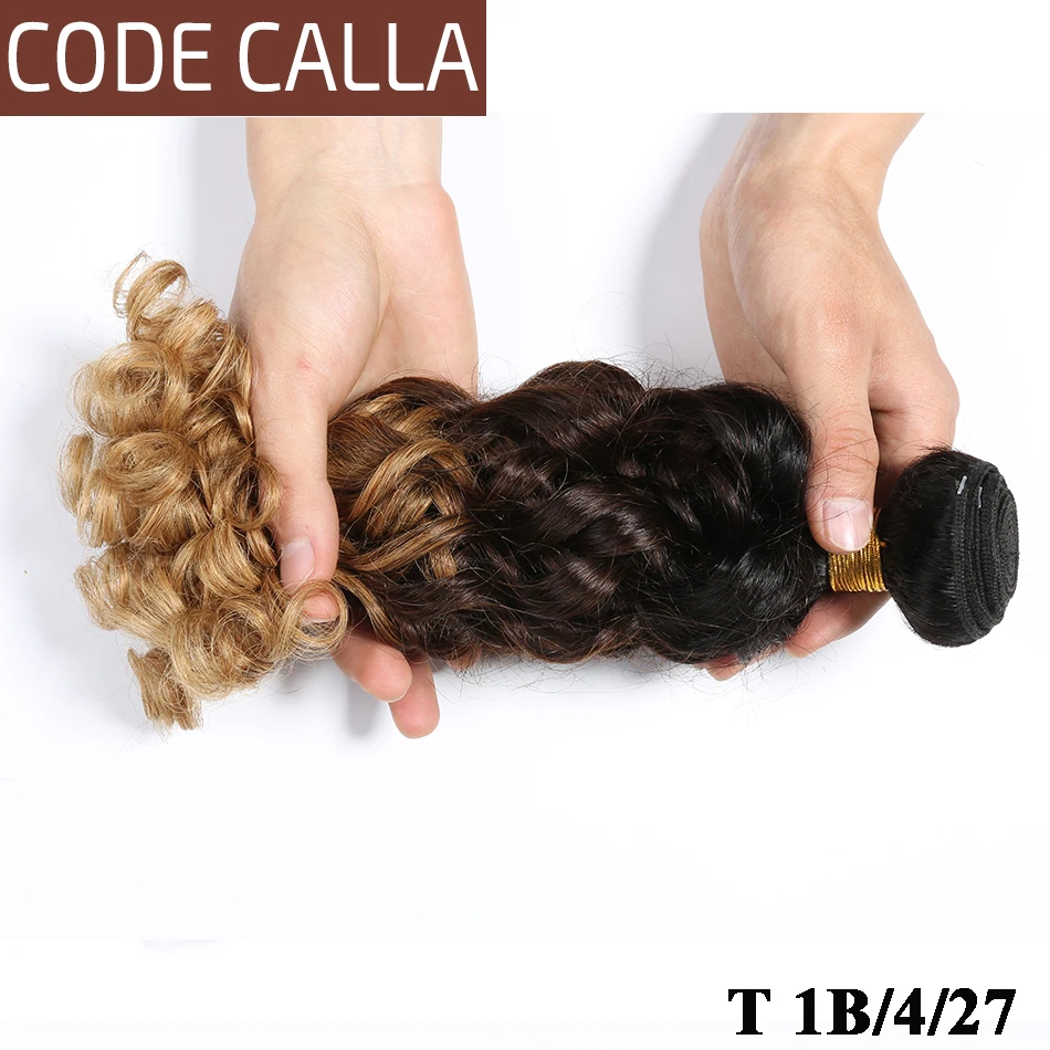 Код Calla Ombre Цвет надувные пучки волнистых волос с кружевом Закрытие бразильские необработанные человеческие волосы необработанный парик Уток расширение