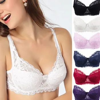 

Womens Fashion Multi-colour Push Up Bra Brassiere Underwire Padded Lace Bra Sexy Lingerie Bh Floral Bras Plus Size A B C D Cup