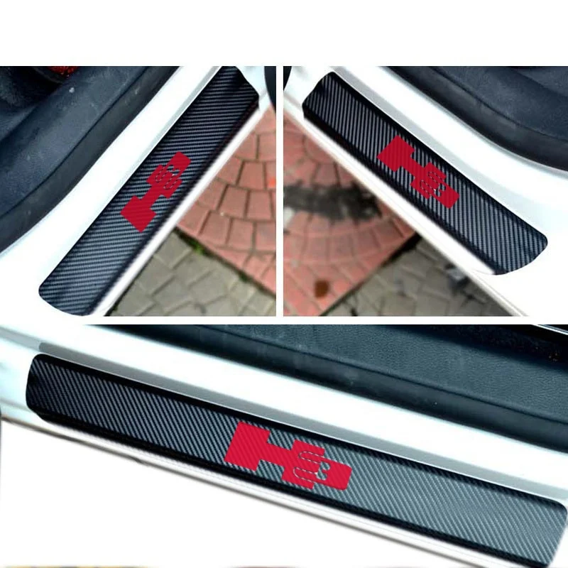 For Hummer H3 Carbon Fiber Sticker font b Car b font Door Sill Scuff Plate Pedal