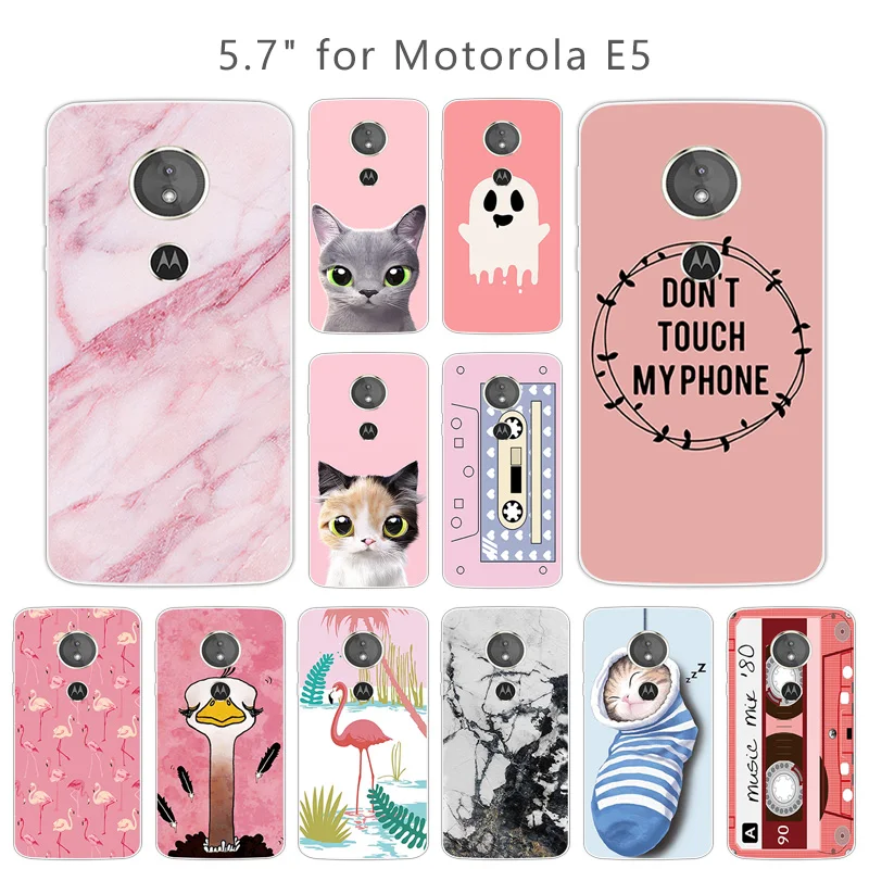 5 7 дюйма для телефона Motorola E5 5th Gen розовая задняя крышка прозрачный мягкий силикон