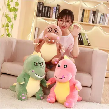 

1pc 30cm 40cm 50cm cartoon glasses dinosaurs pacify plush doll hold pillow kids bedroom stuffed toy boy kids gift