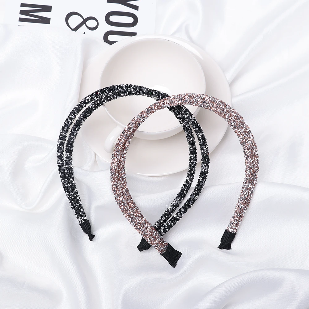 Fashion Rhinestone Hairband Women Full Diamond Super Flash double Crystal Side Hair Band Headband Hair Accessories