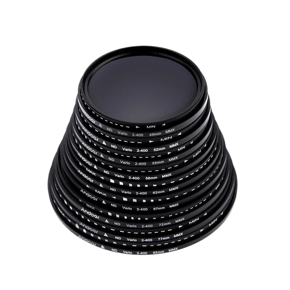 Andoer 52-82mm ND Fader Neutral Density Adjustable ND2 to ND400 Variable Filter Photography for Canon Nikon DSLR Camera 3