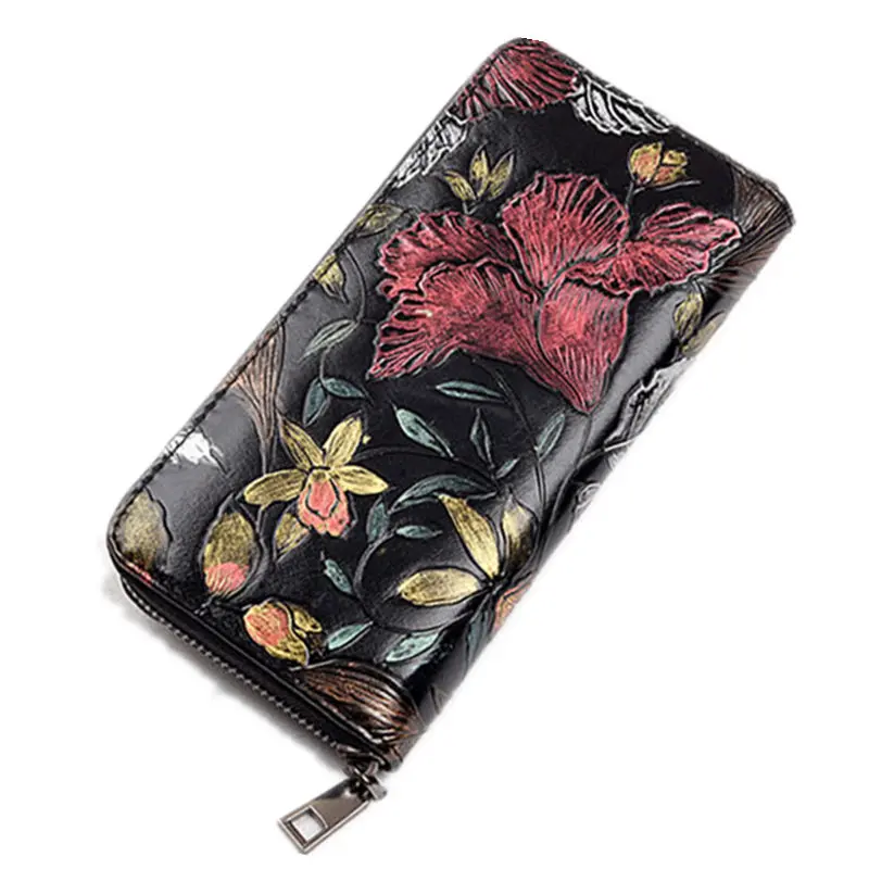 

Women Wallet PU Leather Luxury Long Clutch Handy Bag Printing Floral Female Card Purse Money Clips Wallets Evening Clutch Female