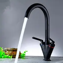 Dual handle Black copper kitchen faucet black ORB faucet hot and cold Brass Black antique faucet