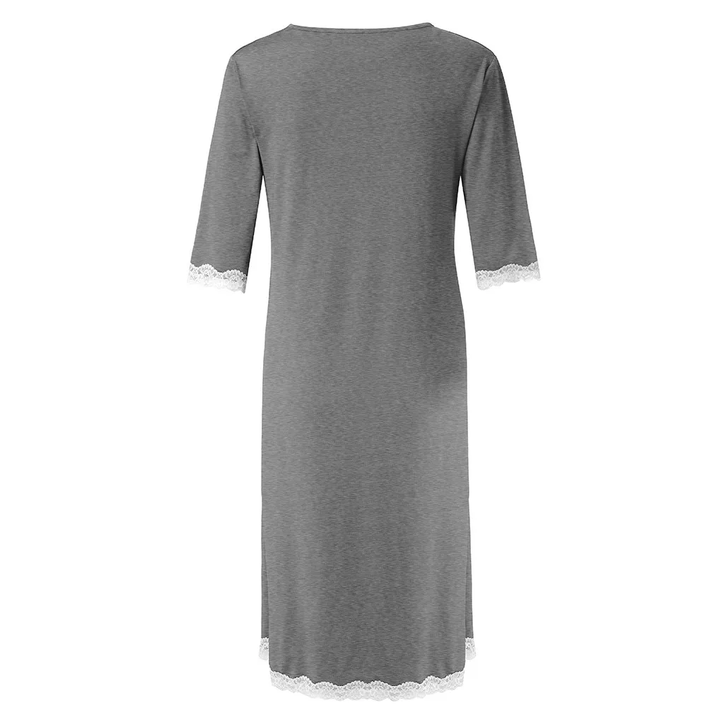 Платье для кормящих женщин, Осенние ночные рубашки, кружевное платье на пуговицах для кормления грудью, Одежда для беременных размера плюс, 18Jan4