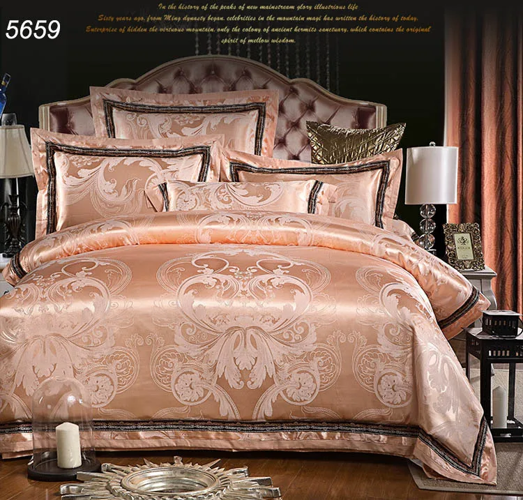 Golden tencel silk bedding sets tribute queen king size zipper duvet
