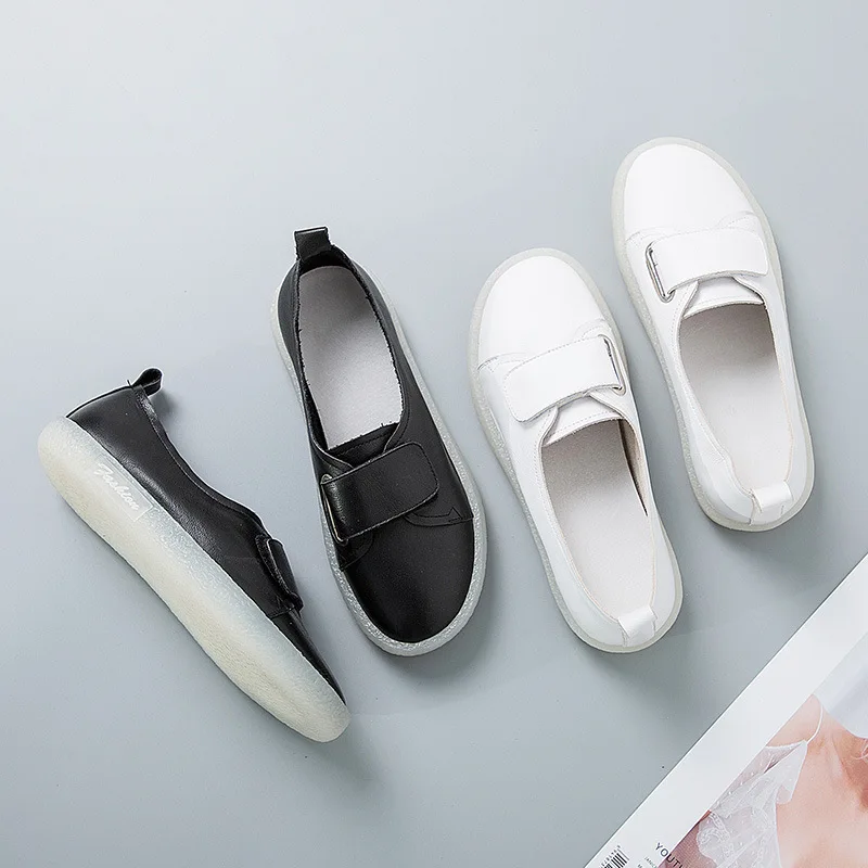 

2019 autumn new fashion simple solid color flat shoes women trend soft soft leather comfortable casual shoes