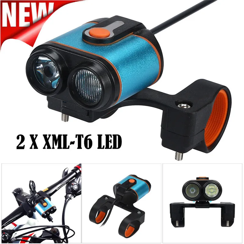 Sale 2 x XML T6 LED 4 Modes 15000 Lumens Lamp USB Rechargeble Bike Headlight Cycling Torch Bicycle Front Hand Light Wholesale M20 0