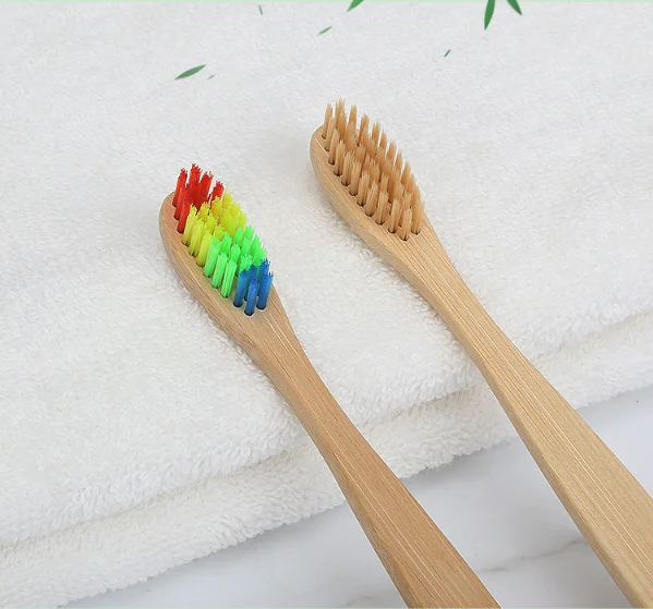 2 шт натуральная бамбуковая зубная щетка с ручкой Радужная цветная отбеливающая мягкая щетина бамбуковая зубная щетка экологичный уход за полостью рта