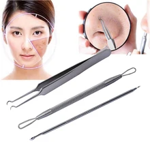 3/2 шт./компл. Нержавеющая сталь Черноголовых угри, прыщи Пятна Extractor Пинцет для снятия скоб иглы инструменты для пинцета лица макияж для ухода за кожей Наборы
