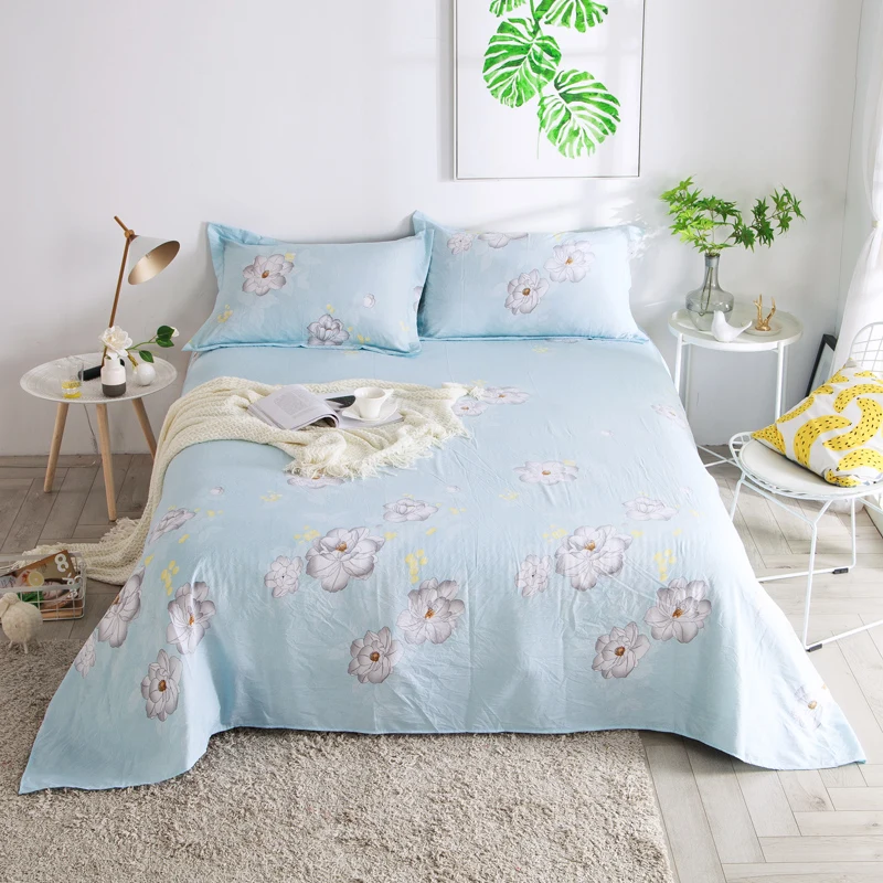 Light Blue Print 3Pcs Polyester Fiber Home Textile Bed Sheet Bedding
