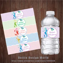 20 шт./партия на заказ акварель Русалка бутылка для воды этикетка конфеты бар обертка мальчик девочка День Рождения Вечеринка Детский душ украшения питания