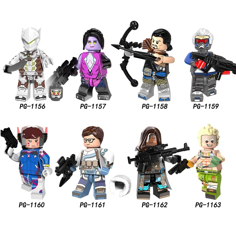 

Single Sale Super Heroes Black lily Genji D.VA Hanzo Soldiers 76 Anna Junkrat Bricks Building Blocks Toys for children PG8104