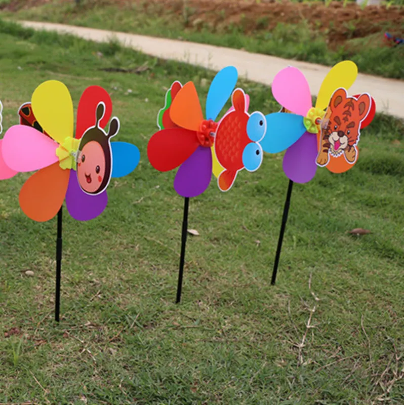 

Popular new 3D big animal bee goldfish tiger cartoon windmill wind rotator gyro garden decoration
