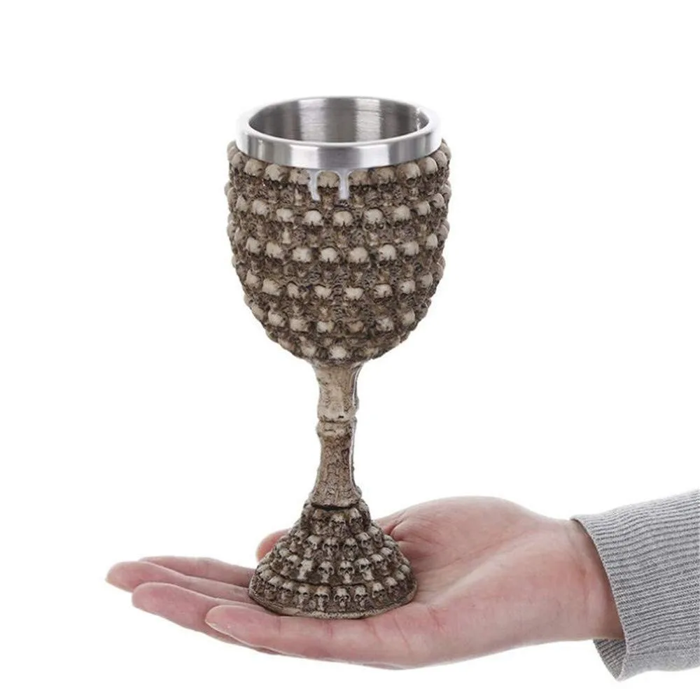 Ужас Crypt 3D Talon череп и позвоночник Кубок из смолы StainlessSteel лайнер чашка для дома