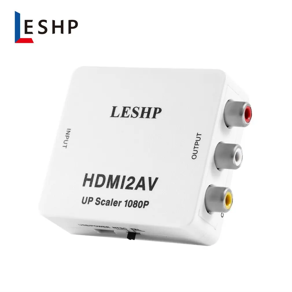 

LESHP 1080P HDMI to AV Converter Female to Female HDMI to 3 RCA Audio Video AV Adapter Converter Support PAL/NTSC for HDTV DVD