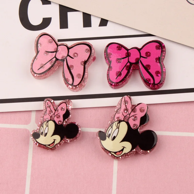 20Pcs Cute Minnie Bow Tie Planar Resin Cabochons FlatBack DIY Accessories For Phone Case Kids Charms Scrapbook Buttons