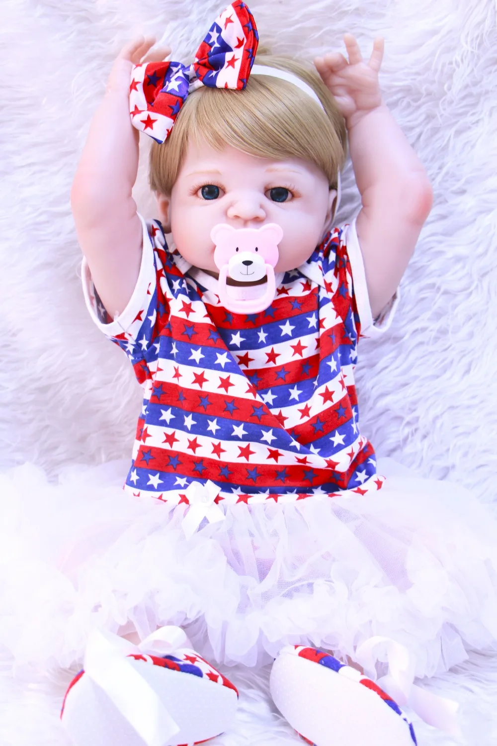 

55cm Bebe Reborn doll blond hair Reborn Baby Doll Toy True touch silicone vinyl Newborn girl Children Birthday Gift Doll DIY TOY