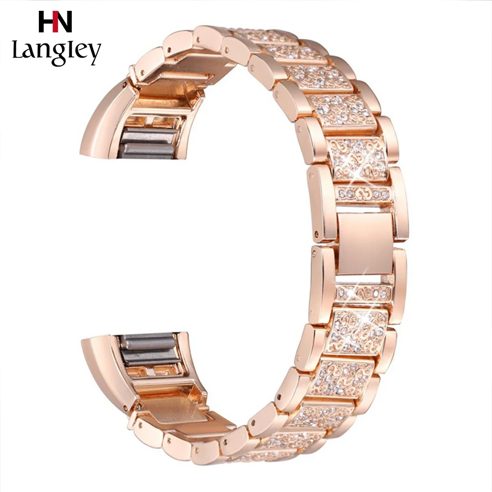 

High Quality Zinc alloy Wristbands For Fitbit charge2 Smart Watch Straps Fashion Diamond Men Women Watch Bands Wholesale